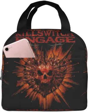 Killswitch Rock Band Engage Insulated Lunch Bags Reusable Lunch Tote Bag Lunch Organizer Meal Holder with Front Pocket Easy To Clean Handbag Lunch Zipper Cooler Bag for Travel
