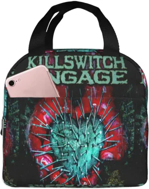 Killswitch Rock Band Engage Insulated Lunch Bags Reusable Lunch Tote Bag Lunch Organizer Meal Holder with Front Pocket Stylish Handbag Lunch Zipper Cooler Bag for Work