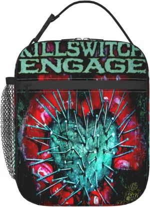 Killswitch Rock Band Engage Insulated Lunch Bags Reusable Lunch Tote Bag Lunch Organizer Meal Holder with Side Pocket Lightweight Handbag Lunch Zipper Cooler Bag for Picnic