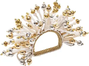 Kim Seybert Fun Burst Napkin Ring in White, Gold & Silver, Set of 4