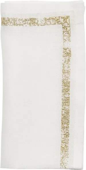 Kim Seybert Impression Napkin in White & Gold, Set of 4