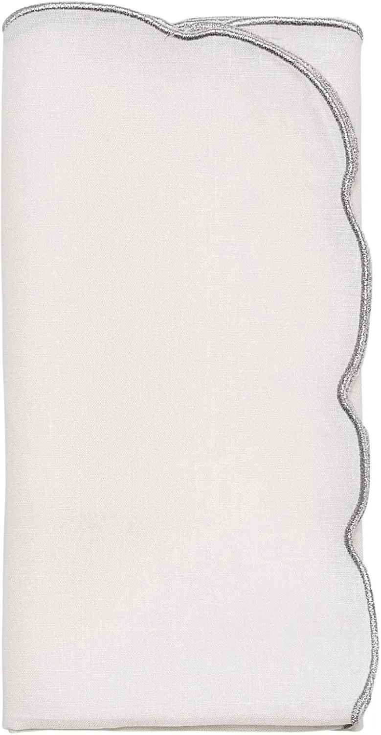 Kim Seybert Luminance Napkin in White & Silver, Set of 4