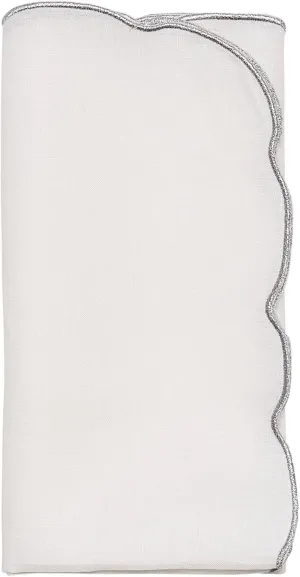 Kim Seybert Luminance Napkin in White & Silver, Set of 4