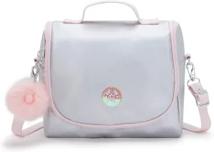 Kipling New Kichirou Metallic Lunch Bag Ice Silver Met