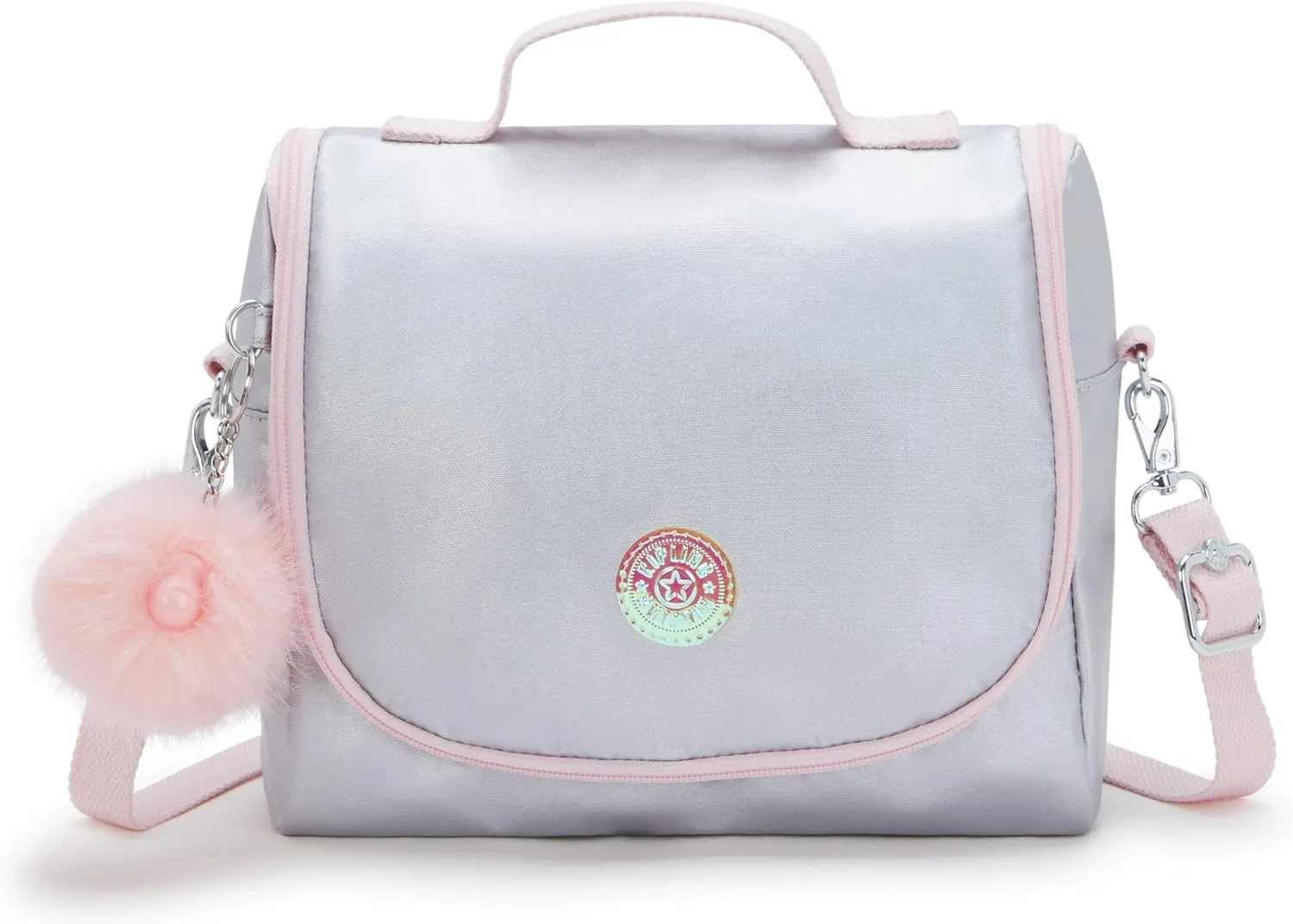 Kipling New Kichirou Metallic Lunch Bag Ice Silver Met