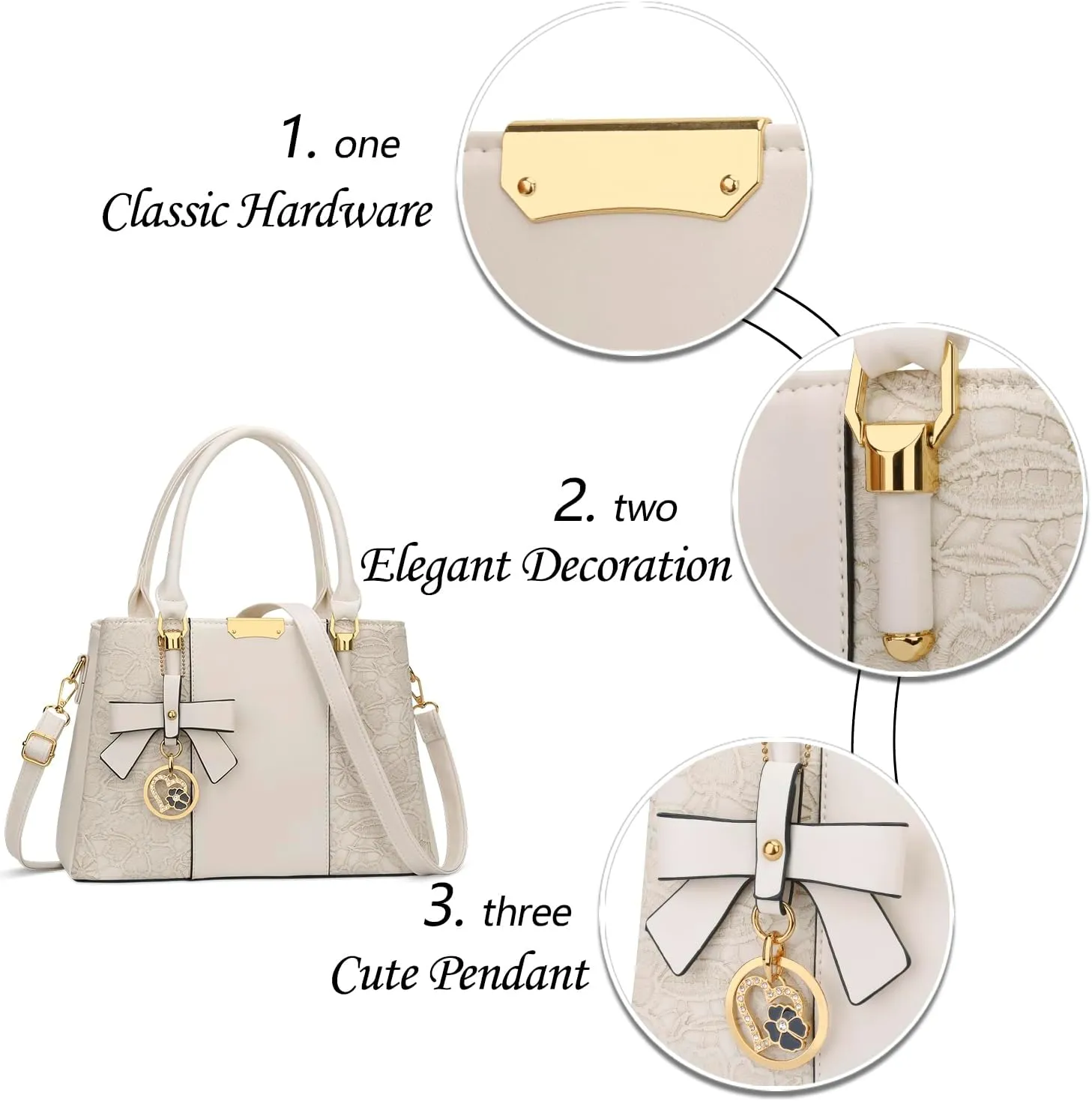 KKXIU 3 Zippered Compartments Purses and Handbags for Women Top Handle Satchel Shoulder Ladies Bags