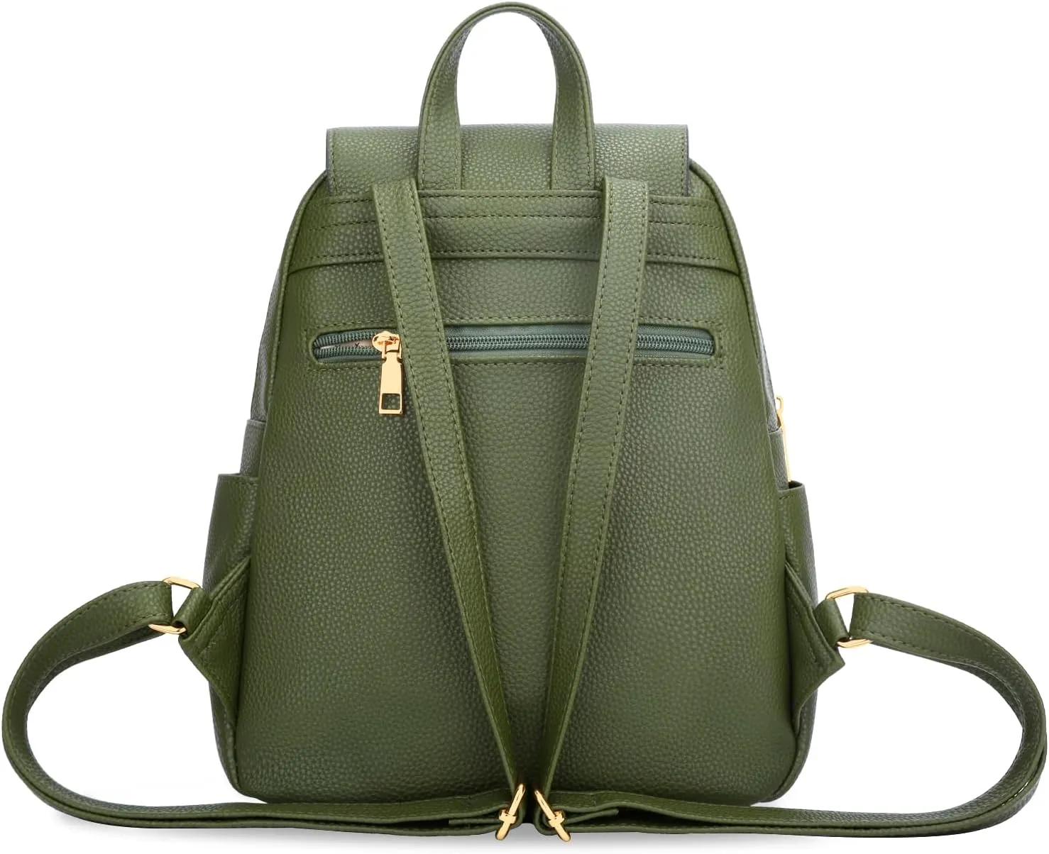 KKXIU Quilted Trendy Leather Backpack Purse for Women and Ladies Shoulder Travel Daypacks Bags (Olive)