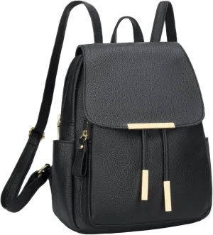 KKXIU Trendy Leather Backpack Purse for Women and Ladies Shoulder Travel Daypacks Bags (A-Black)