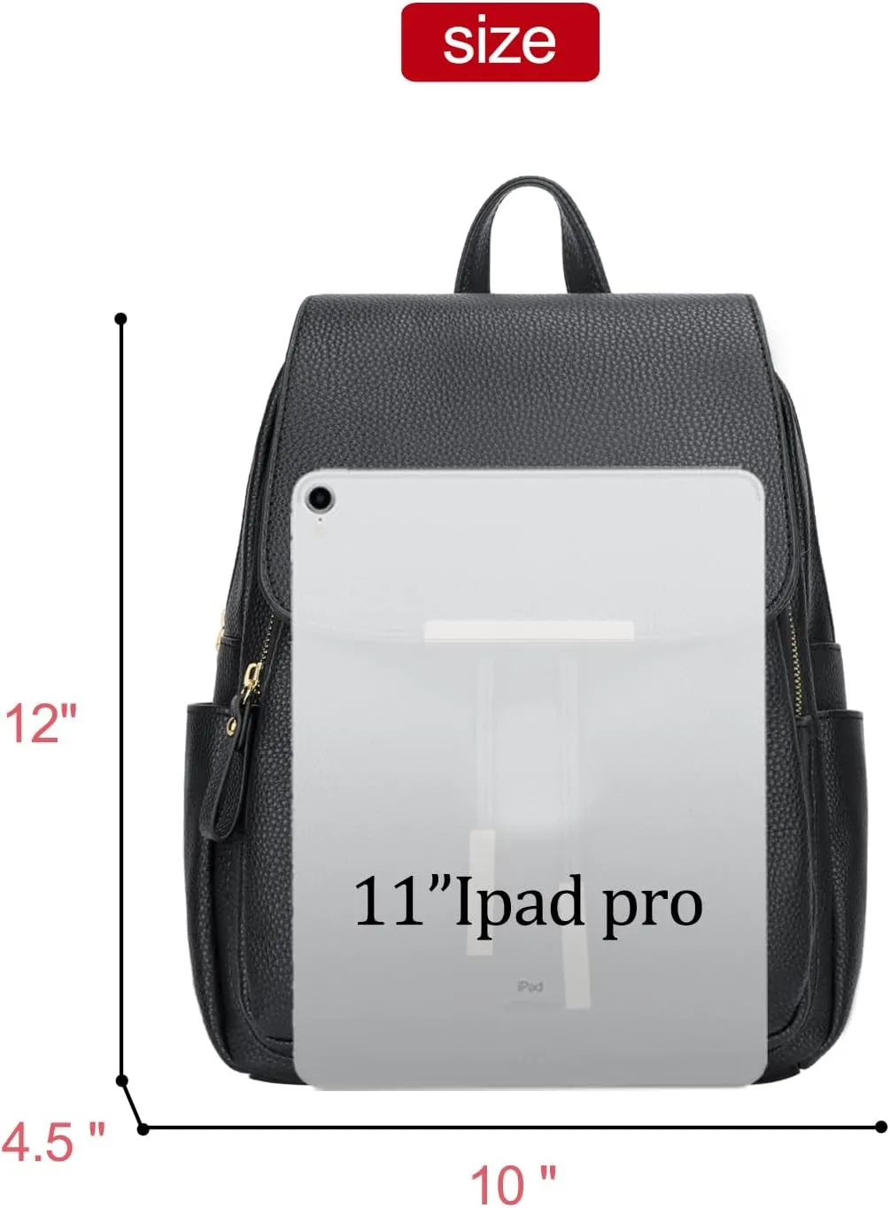 KKXIU Trendy Leather Backpack Purse for Women and Ladies Shoulder Travel Daypacks Bags (A-Black)