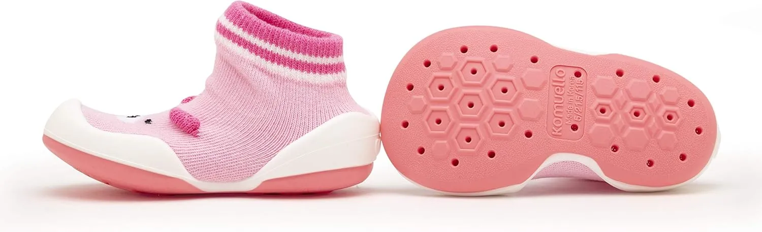 Komuello Animal Toddler Shoes, Breathable, Washable, Non-Slip, Secure Fit, Cotton Socks with Air Pocket Cushion for Indoor and Outdoor Use, Unisex Toddler Shoes for Boys and Girls