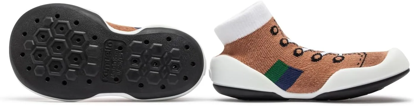 Komuello Baby and Toddler Shoes, Pull Up First Walker, Non Slip Bottom, Soft Cotton, Premium Sock Shoes - Walker