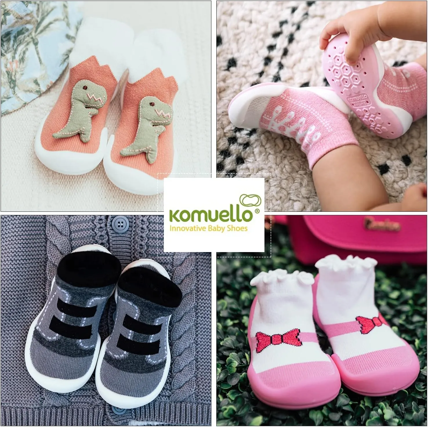 Komuello Toddler Girl Shoes, Premium Materials, Breathable, Washable, Non-Slip, Stay-On, Cotton Socks with Air Pocket Cushion for Indoor and Outdoor - BPA Free Toddler Shoes for Girls