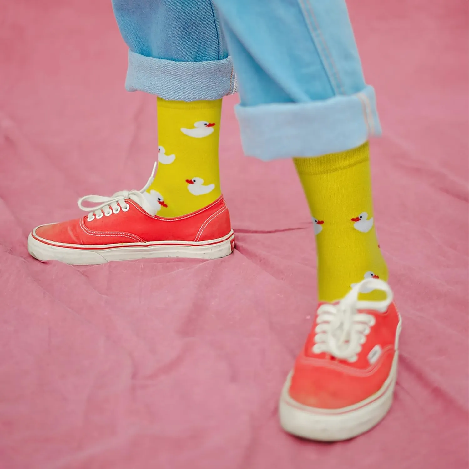 KONY 5 Pack Women's Cute Animal Socks Cotton Cat Dog Duck Patterned Novelty Fun Crew Socks Gift Size 6-9