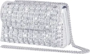 Kseymeir Rhinestone Clutch Purse Sparkling Silver Crystal Diamond Evening Bag