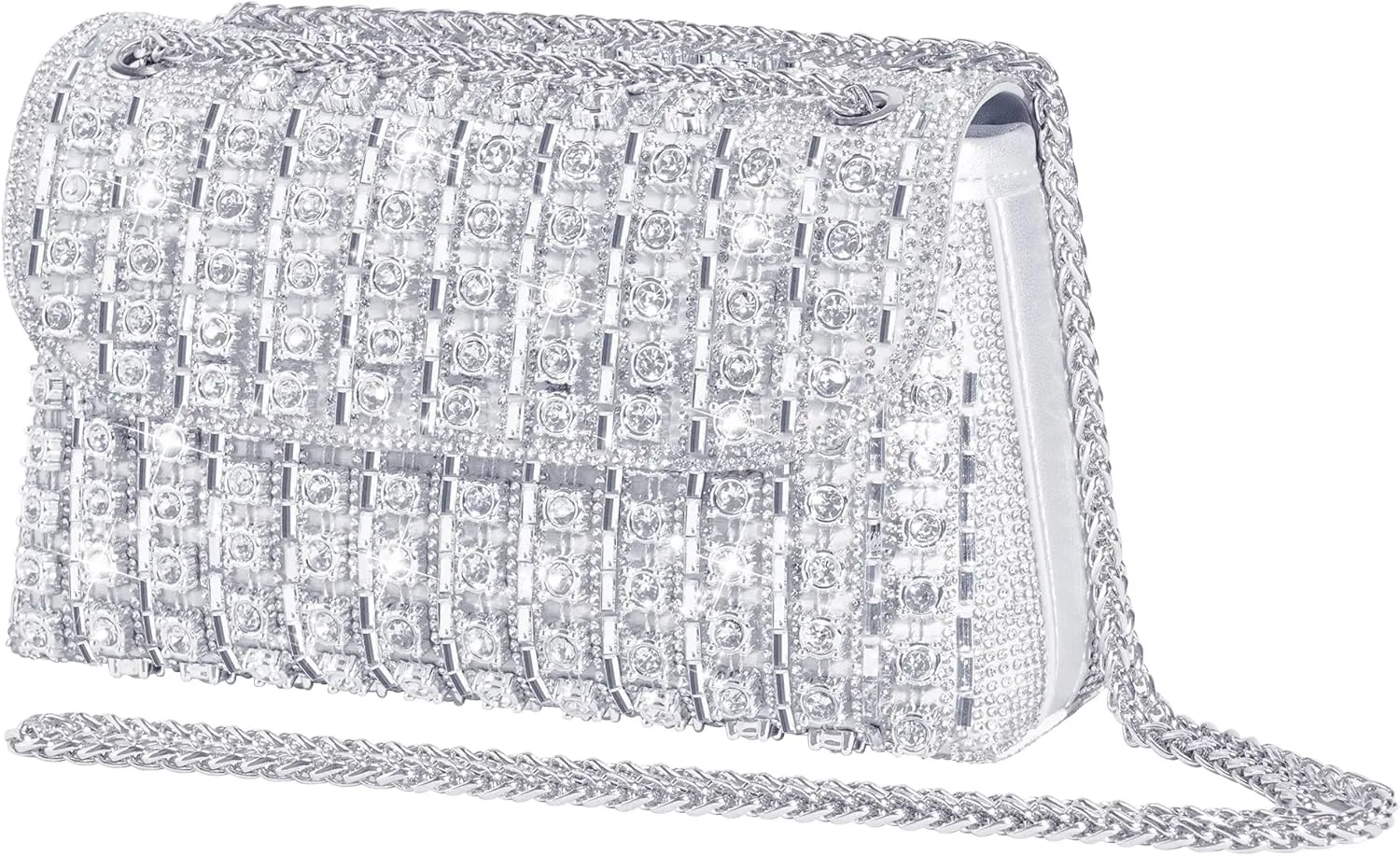 Kseymeir Rhinestone Clutch Purse Sparkling Silver Crystal Diamond Evening Bag