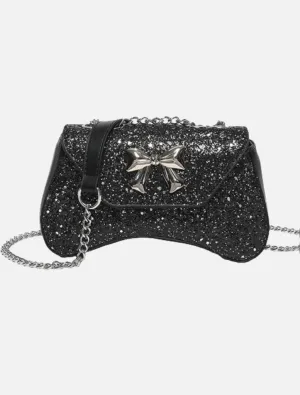 Kylie Bow Bag - Black/Silver