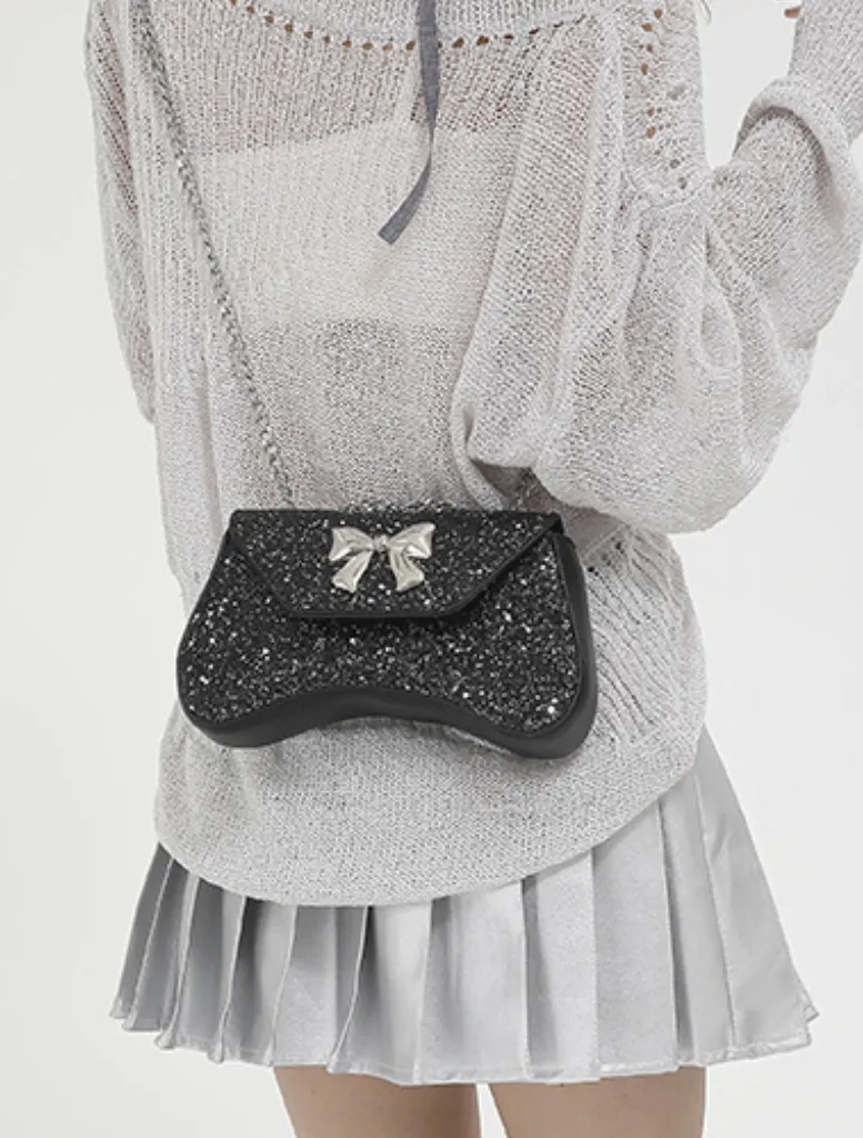 Kylie Bow Bag - Black/Silver