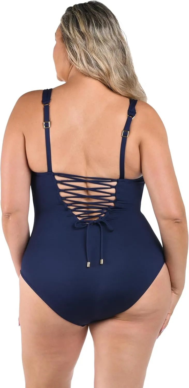 La Blanca Women's Over The Shoulder One Piece Swimsuit
