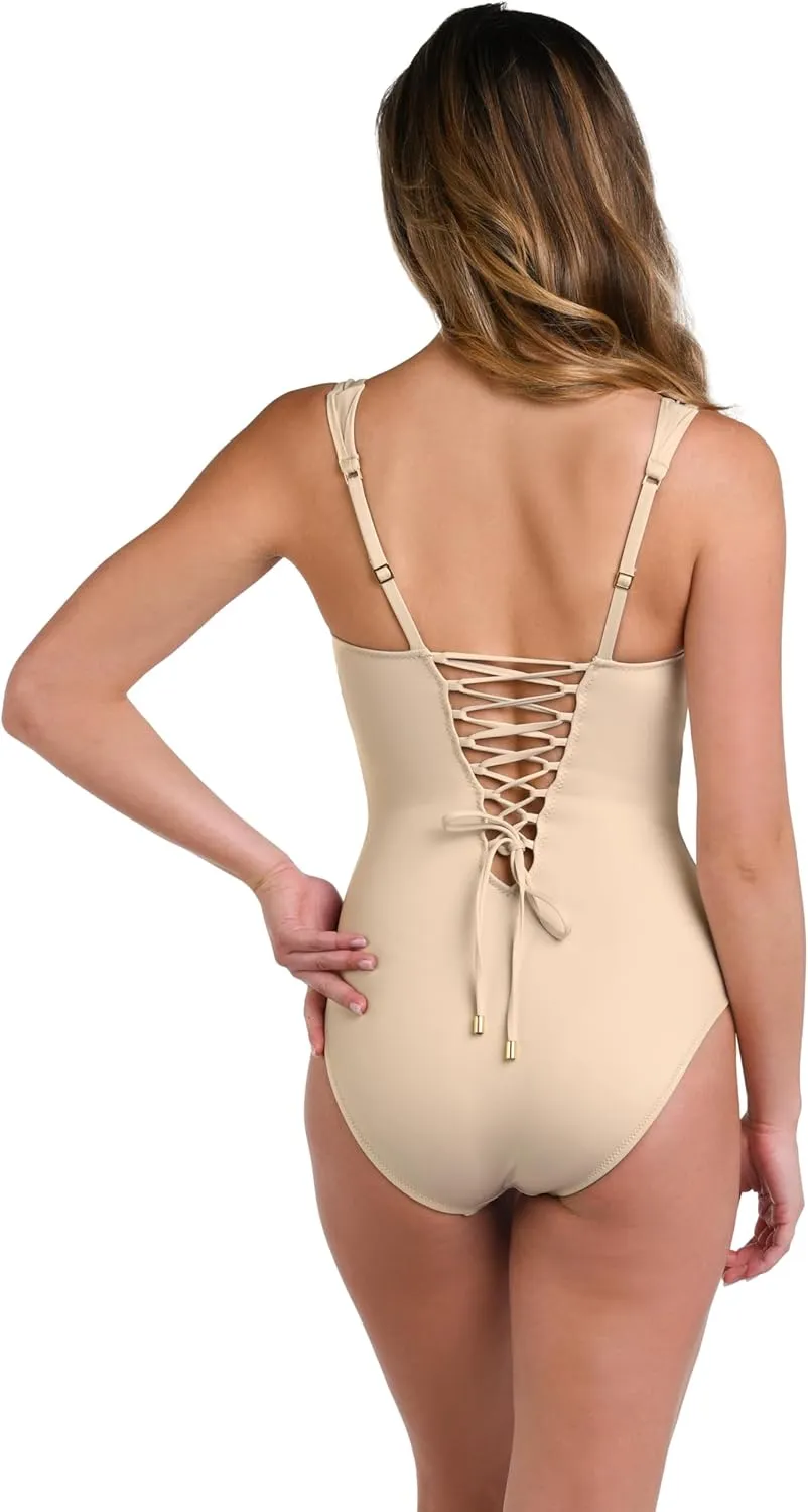 La Blanca Women's Over The Shoulder One Piece Swimsuit