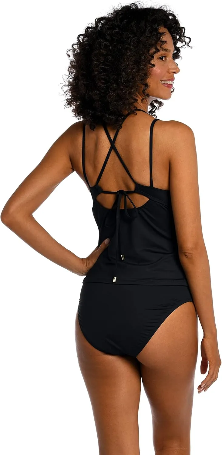 La Blanca Women's Standard Island Goddess Over The Shoulder Tankini Swimsuit Top
