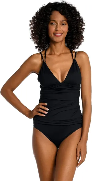 La Blanca Women's Standard Island Goddess Over The Shoulder Tankini Swimsuit Top