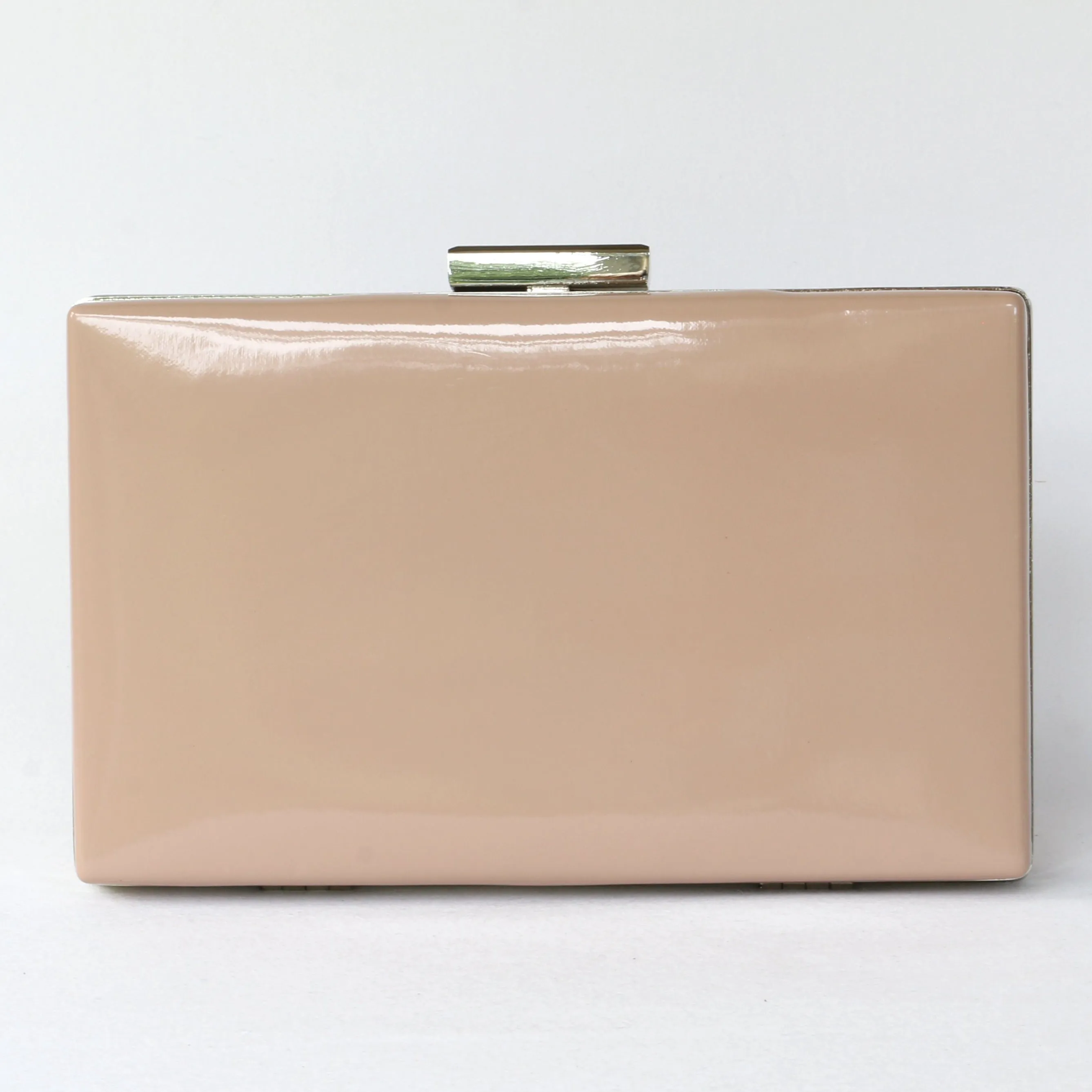 Ladies Hard Case Clutch Bag in faux Patent with Detachable Strap