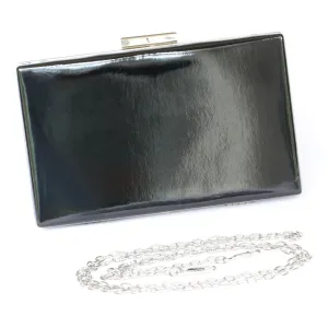 Ladies Hard Case Clutch Bag in faux Patent with Detachable Strap