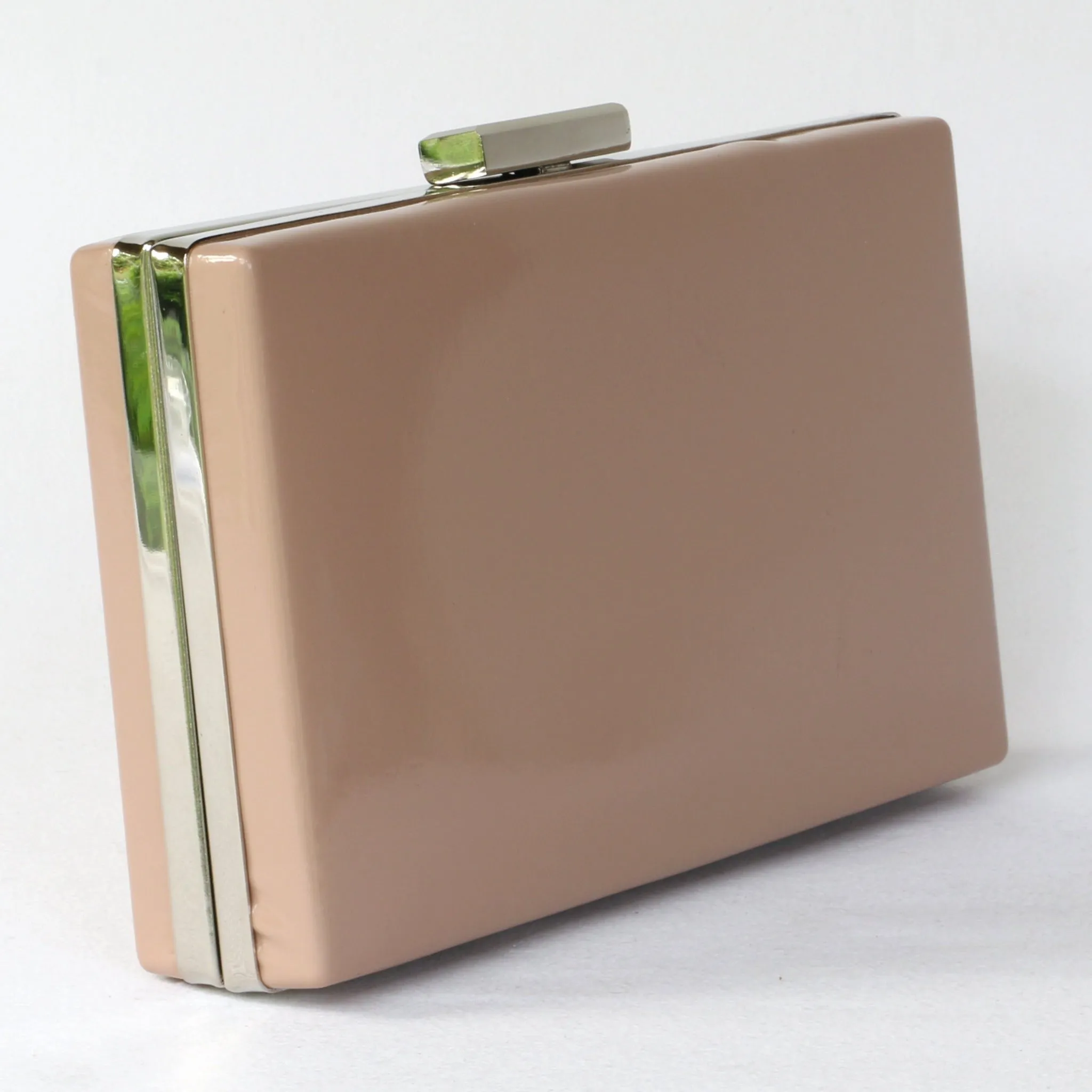 Ladies Hard Case Clutch Bag in faux Patent with Detachable Strap