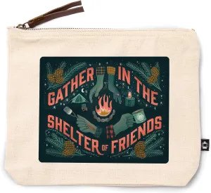 Lantern Press Gather in The Shelter of Friends, 100% Cotton Zipper Pouch, Travel Accessory, Go Bag