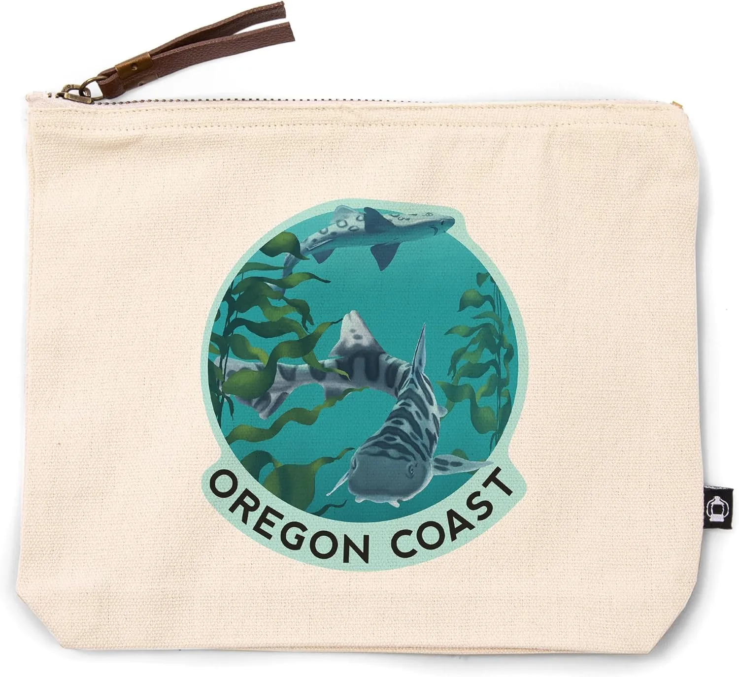 Lantern Press Oregon Coast Leopard Shark, 100% Cotton Zipper Pouch, Travel Accessory, Go Bag