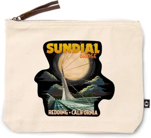 Lantern Press Redding, California, Sundial Bridge and Moon, 100% Cotton Zipper Pouch, Travel Accessory, Go Bag