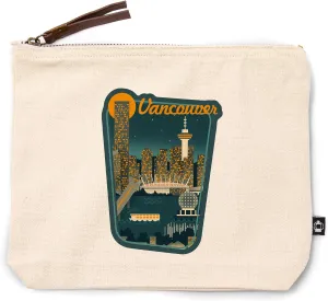 Lantern Press Vancouver, British Columbia, Retro Skyline, 100% Cotton Zipper Pouch, Travel Accessory, Go Bag