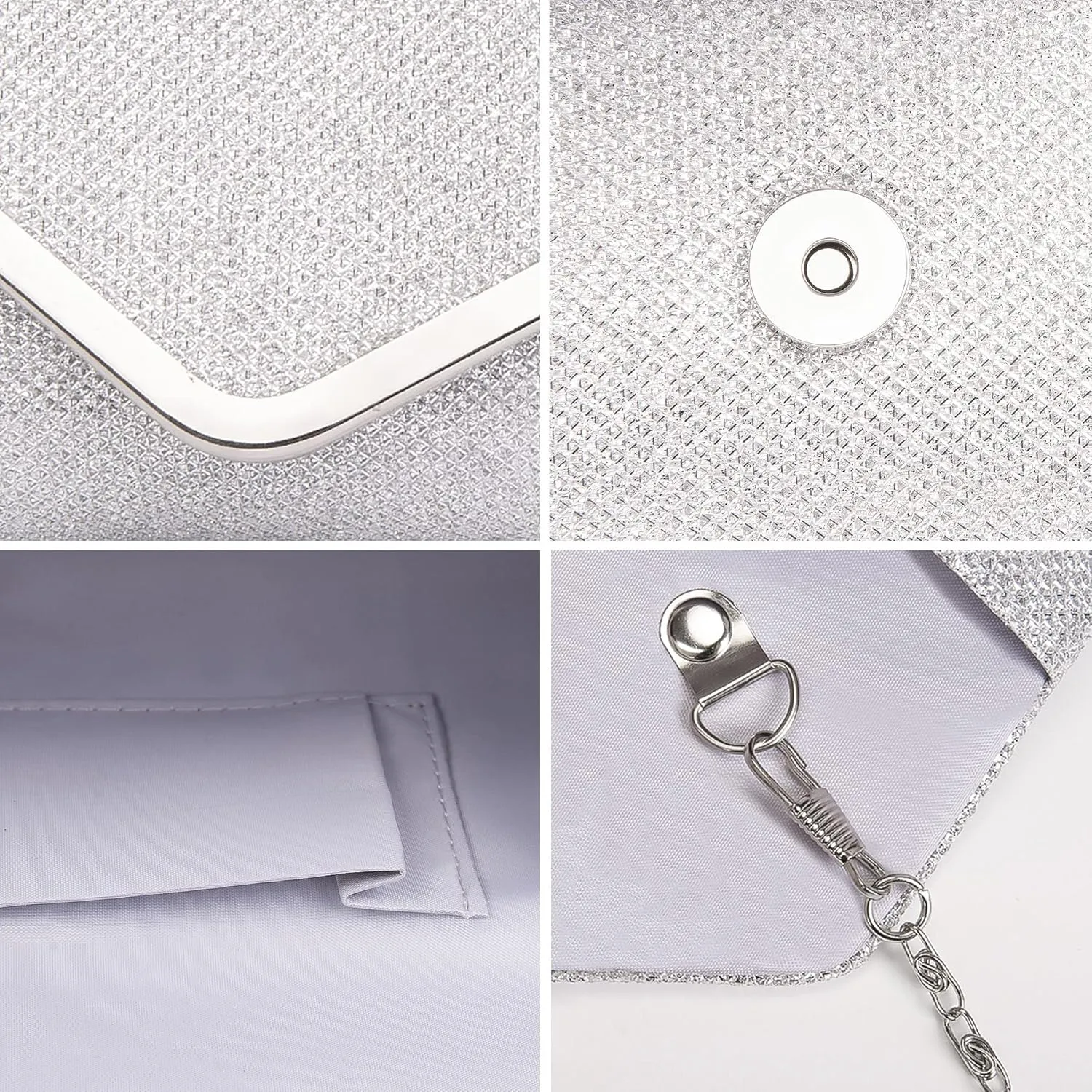 Larcenciel Clutch Purses for Women, Shiny Sequin Envelope Clutch Evening Bag with Chain, Fashion Sparkly Party Prom Purse
