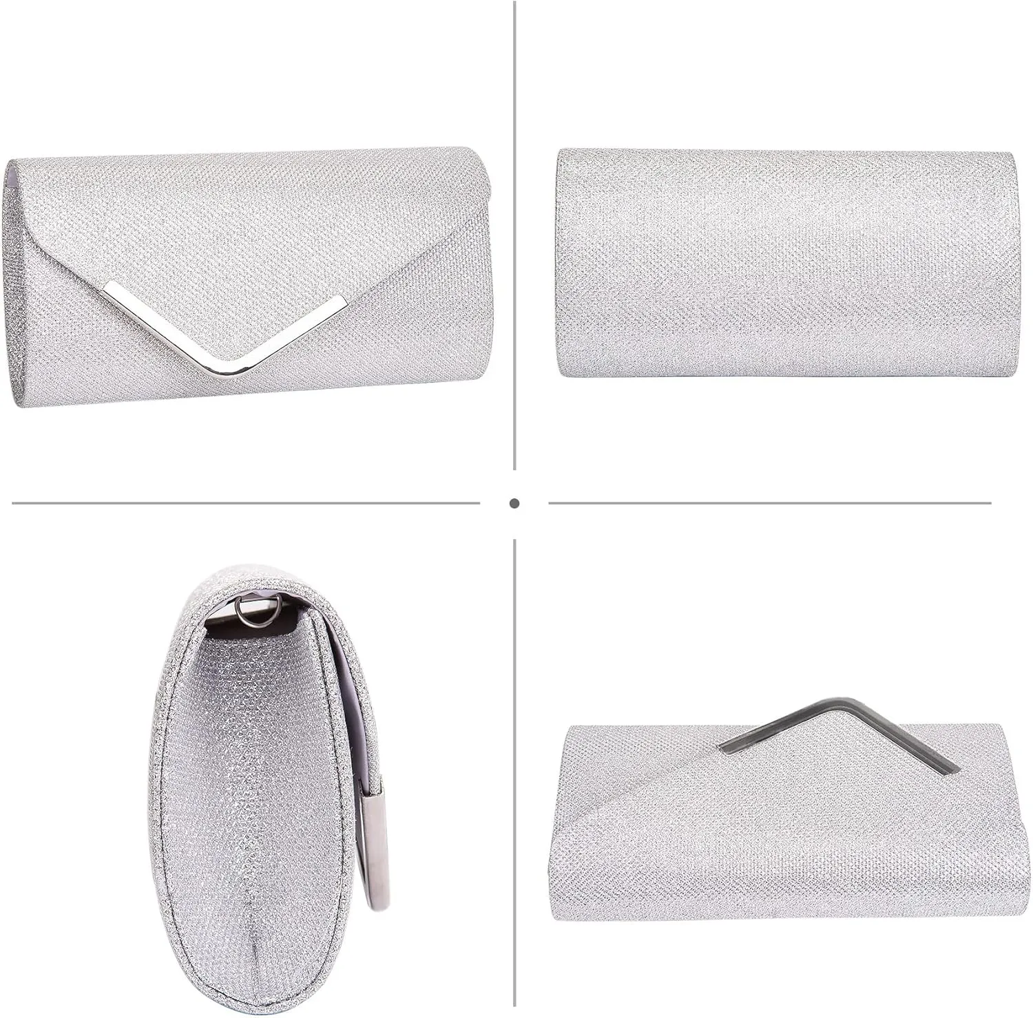 Larcenciel Clutch Purses for Women, Shiny Sequin Envelope Clutch Evening Bag with Chain, Fashion Sparkly Party Prom Purse