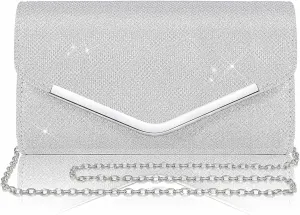 Larcenciel Clutch Purses for Women, Shiny Sequin Envelope Clutch Evening Bag with Chain, Fashion Sparkly Party Prom Purse