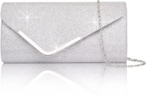 Larcenciel Clutch Purses for Women, Shiny Sequin Envelope Clutch Evening Bag with Chain, Fashion Sparkly Party Prom Purse