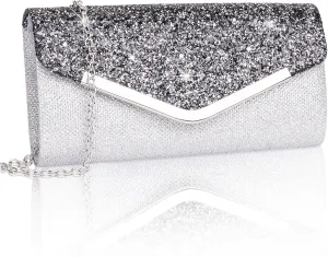 Larcenciel Women's Evening Handbags, Glitter Envelope Clutch Purses, Formal Ladies bag for Date Night Out Party,8.7×4.3x2.4in