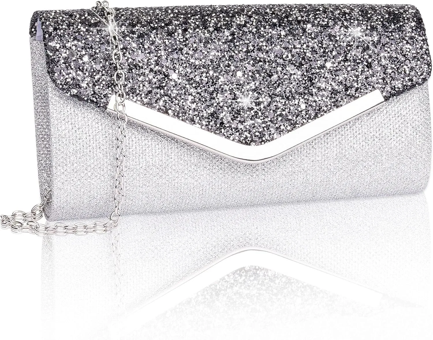 Larcenciel Women's Evening Handbags, Glitter Envelope Clutch Purses, Formal Ladies bag for Date Night Out Party,8.7×4.3x2.4in
