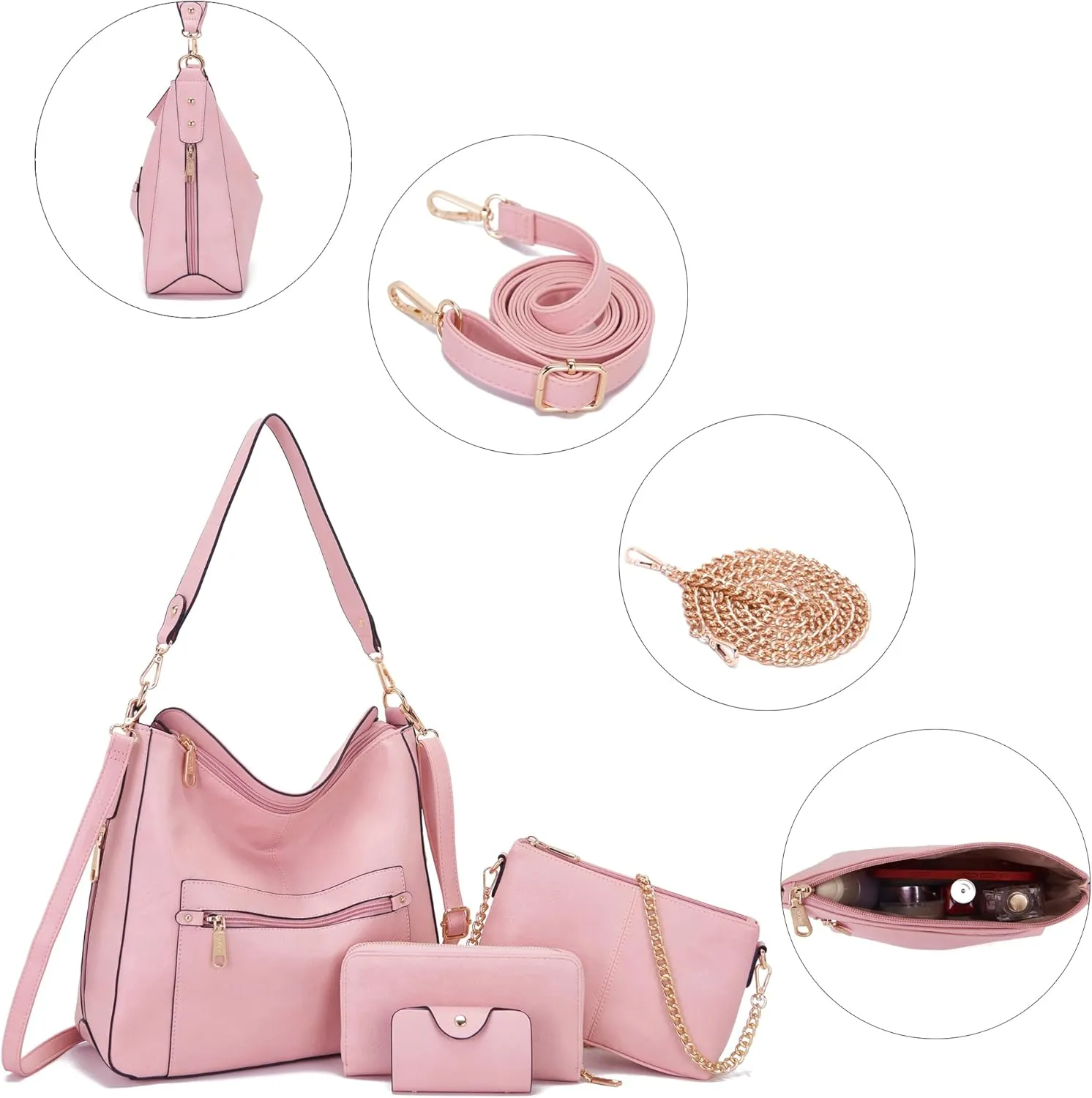 Large Crossbody Purses Set For Women Shoulder Tote Handbags Ladies Hobo Bags With Matching Wallet 4PCS