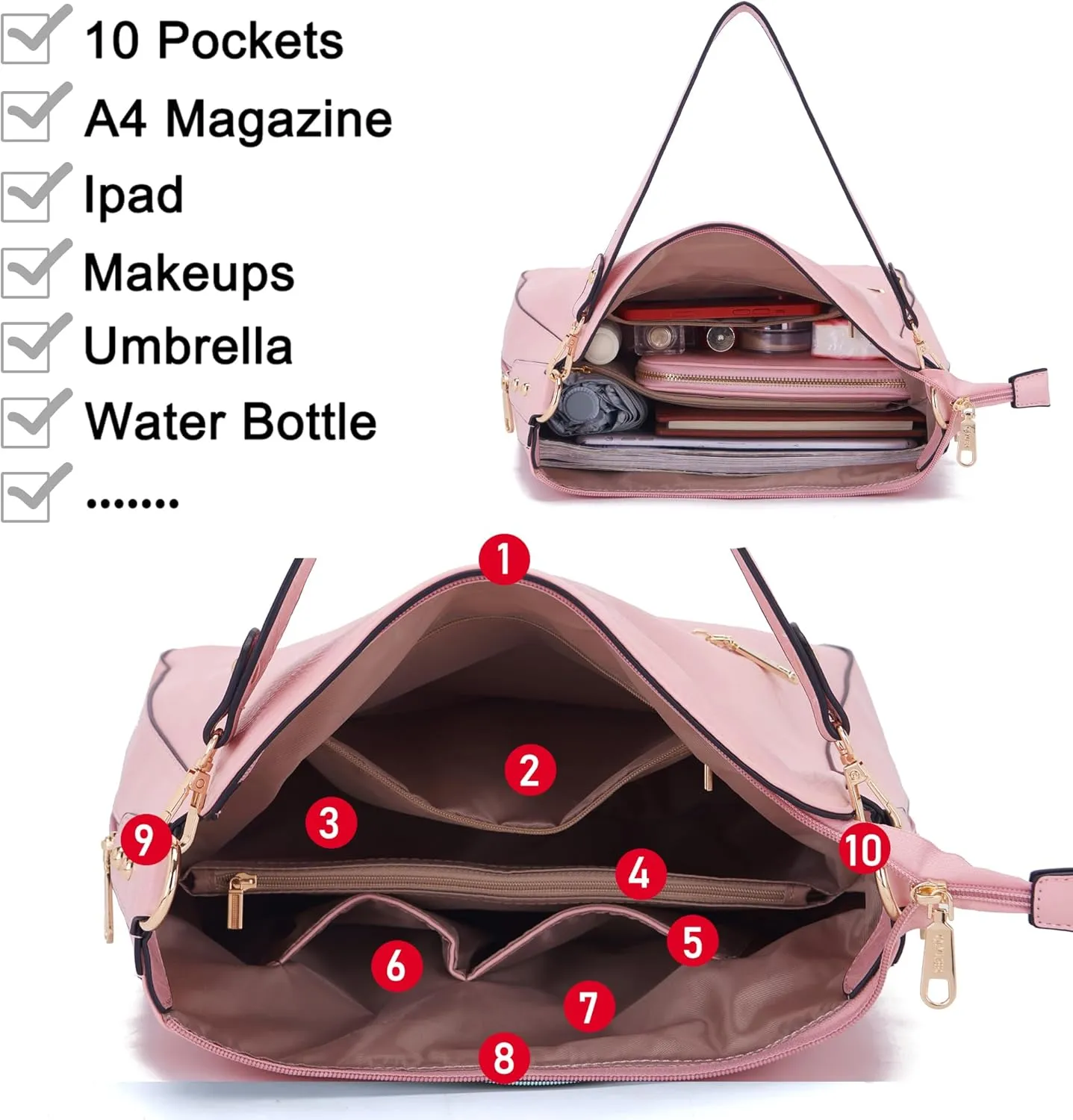 Large Crossbody Purses Set For Women Shoulder Tote Handbags Ladies Hobo Bags With Matching Wallet 4PCS