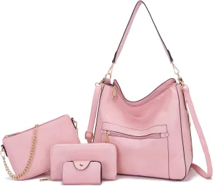 Large Crossbody Purses Set For Women Shoulder Tote Handbags Ladies Hobo Bags With Matching Wallet 4PCS