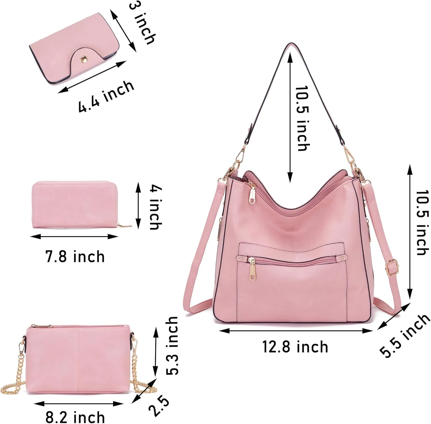 Large Crossbody Purses Set For Women Shoulder Tote Handbags Ladies Hobo Bags With Matching Wallet 4PCS