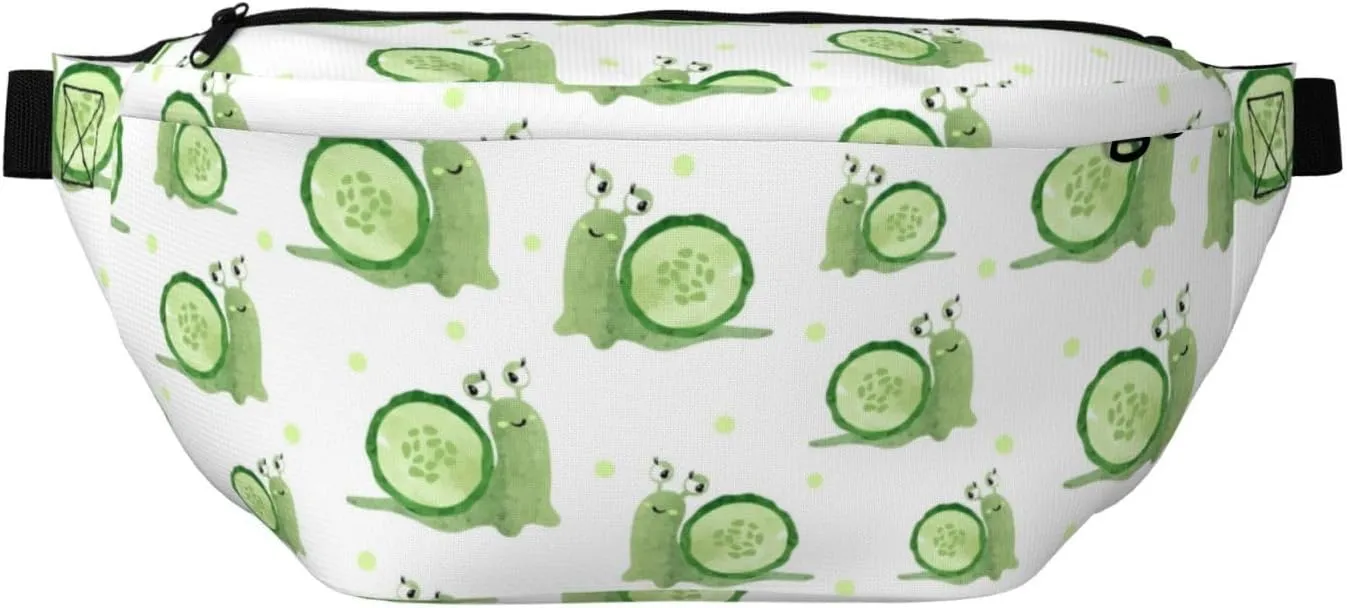 Large Fanny Packs for Women Men Cross Body - Snails cucumber slices Travel Crossbody Bags for Women Trendy, Belt Bag for Women Men Crossbody, Waist Bag for Women With Adjustable Strap
