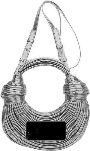 LAVAEGG Bread Women's Messenger BagSpecial-Interest Design Fashion Handbag Prom Party Bag Noodles Underarm Bag (Silver)
