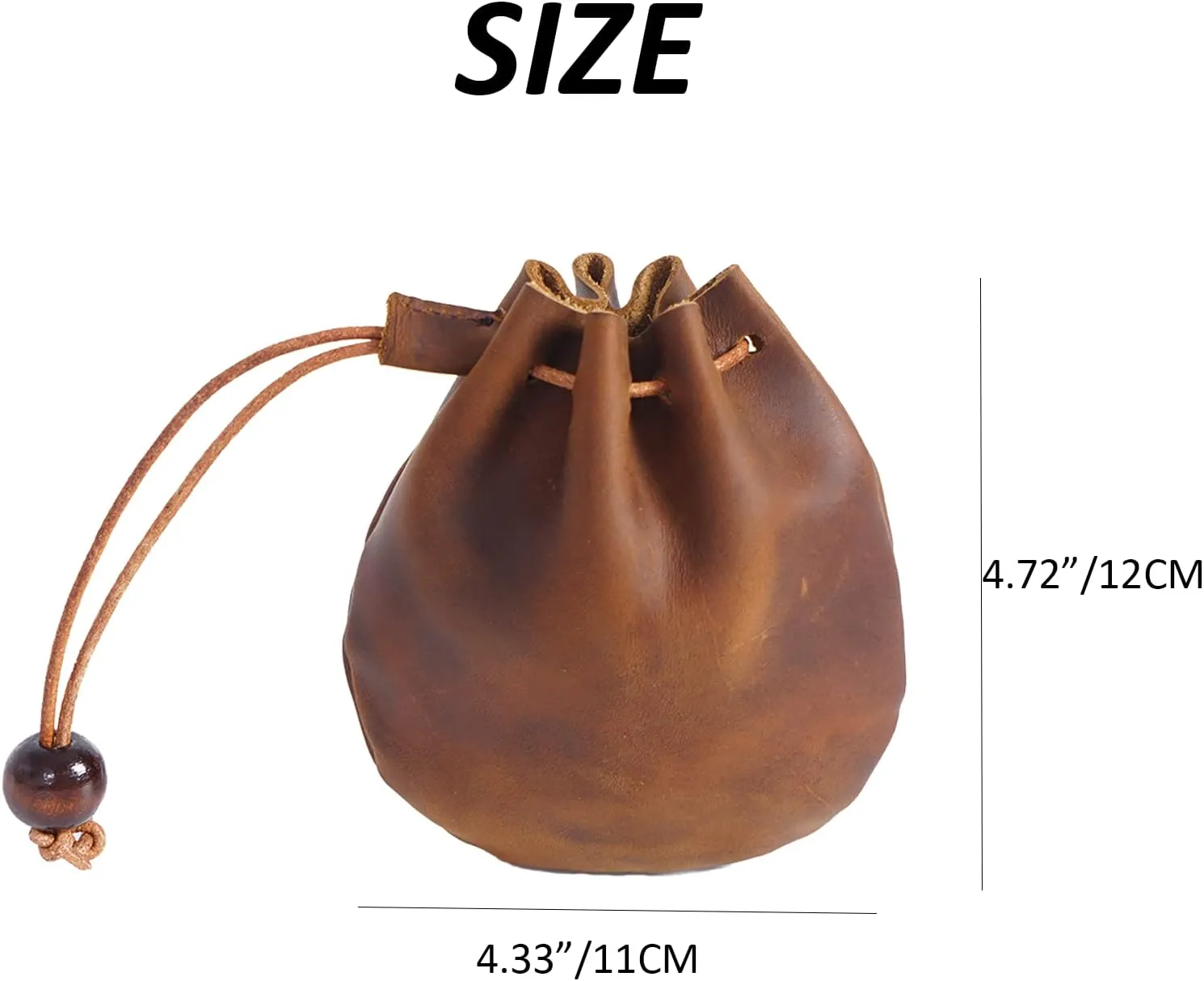 Leather Coin Pouch Change Mini Purse Vintage Cute Handmade Drawstring Bags Gift Holder Medieval Pocket For Traveling Black