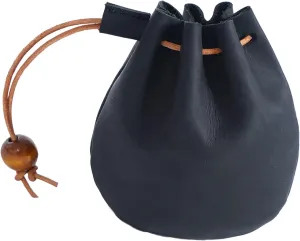 Leather Coin Pouch Change Mini Purse Vintage Cute Handmade Drawstring Bags Gift Holder Medieval Pocket For Traveling Black