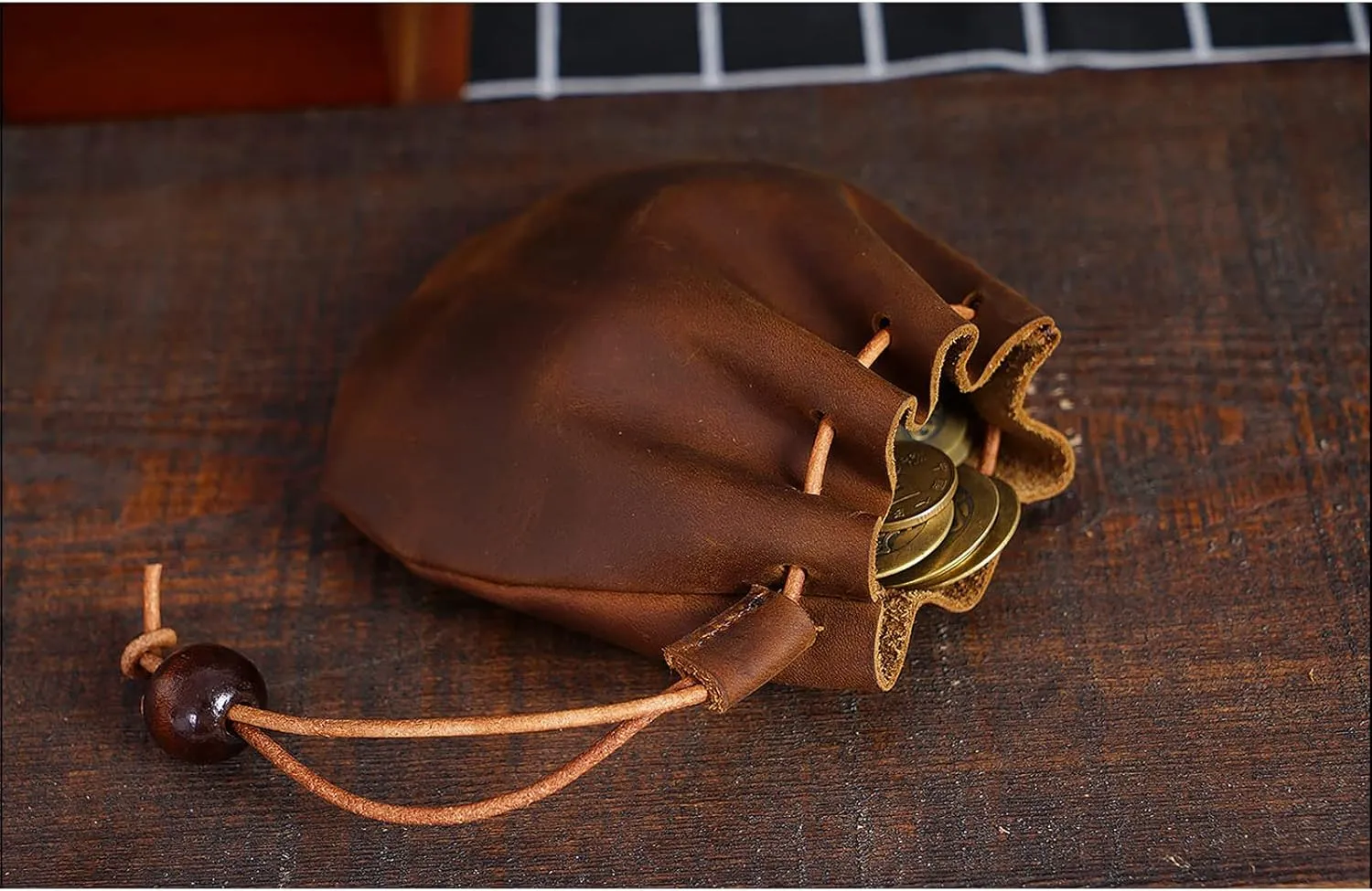 Leather Coin Pouch Change Mini Purse Vintage Cute Handmade Drawstring Bags Gift Holder Medieval Pocket For Traveling