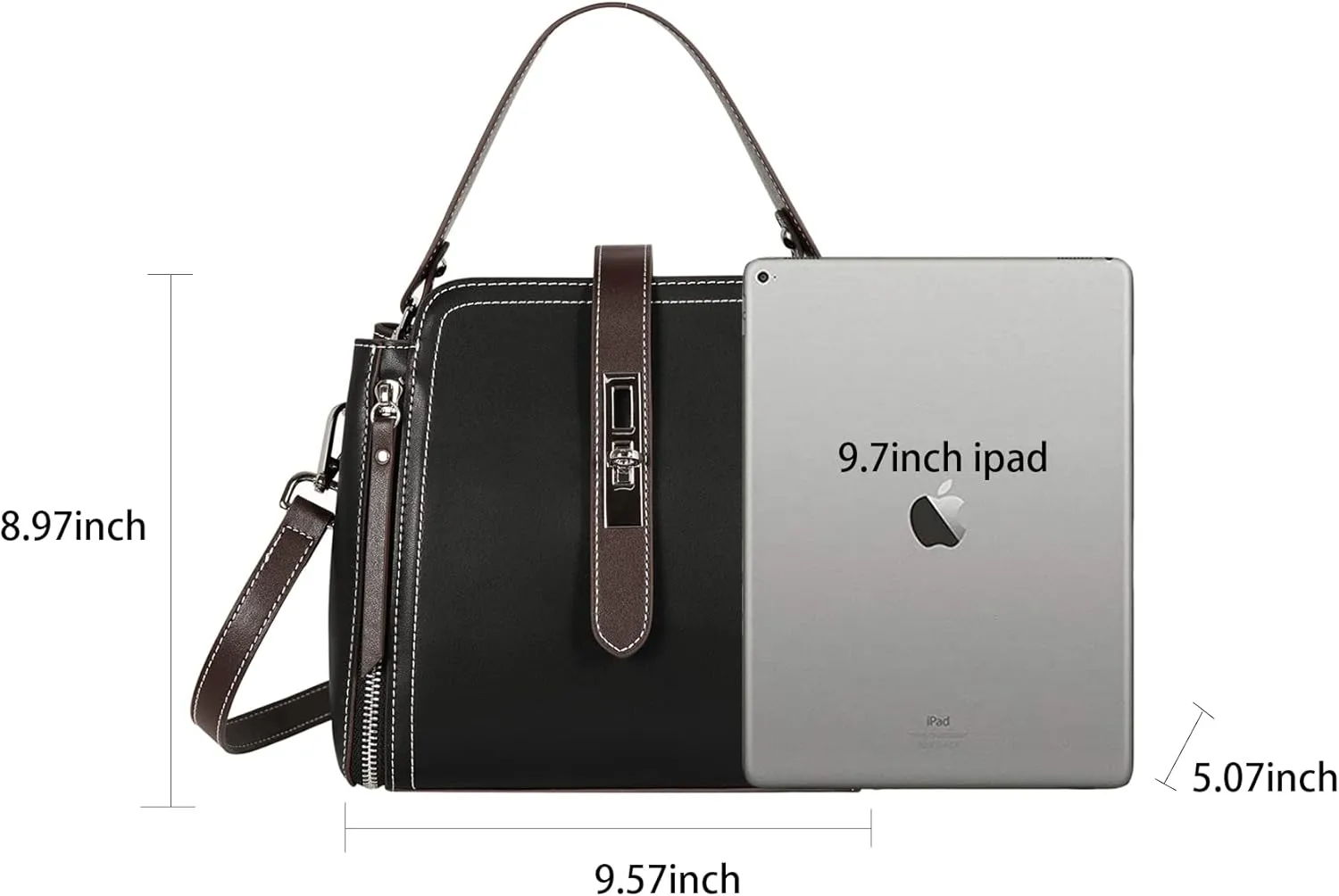 Leather Purses and Handbags Shoulder Bags Satchel Purses Ladies Pocketbook Bag Designer Crossbody Bags (Black)