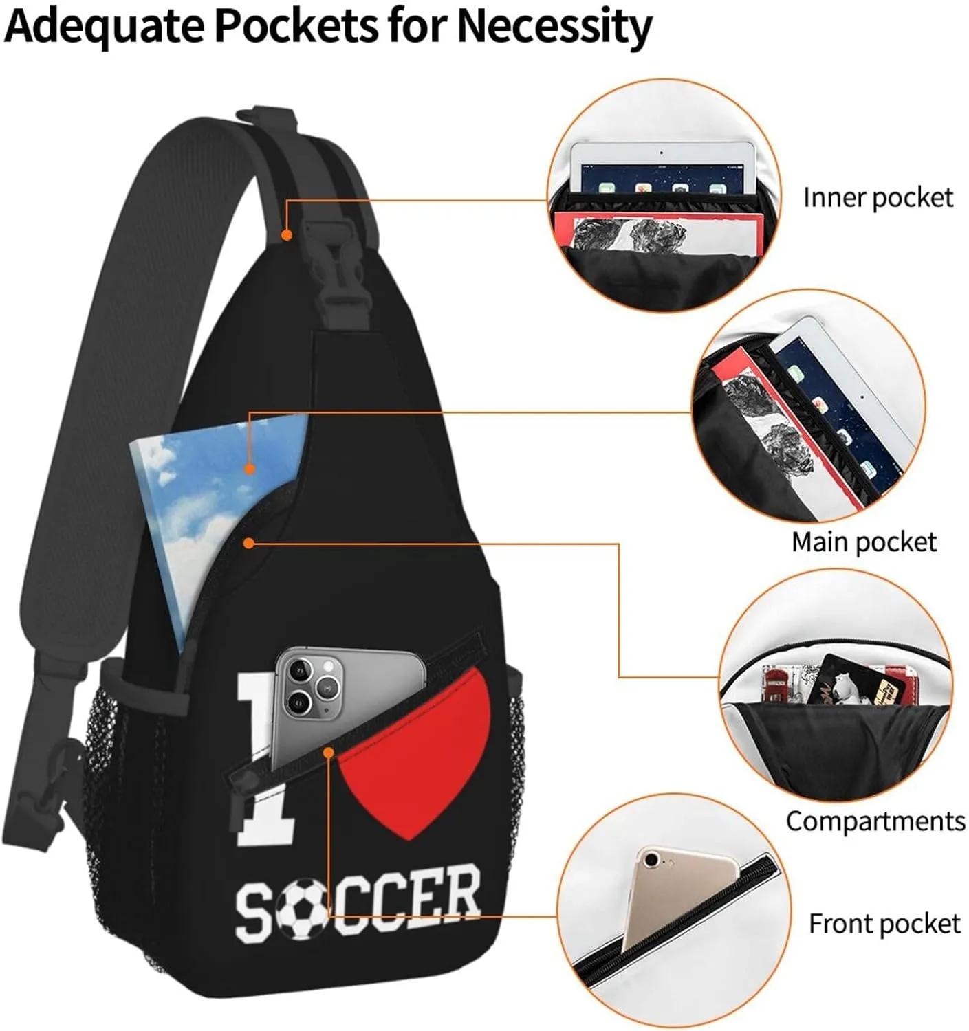 Leopard Game Day Soccer Football Crossbody Bag Adjustable Sling Bag Casual Chest Bags Travel Shoulder Backpack