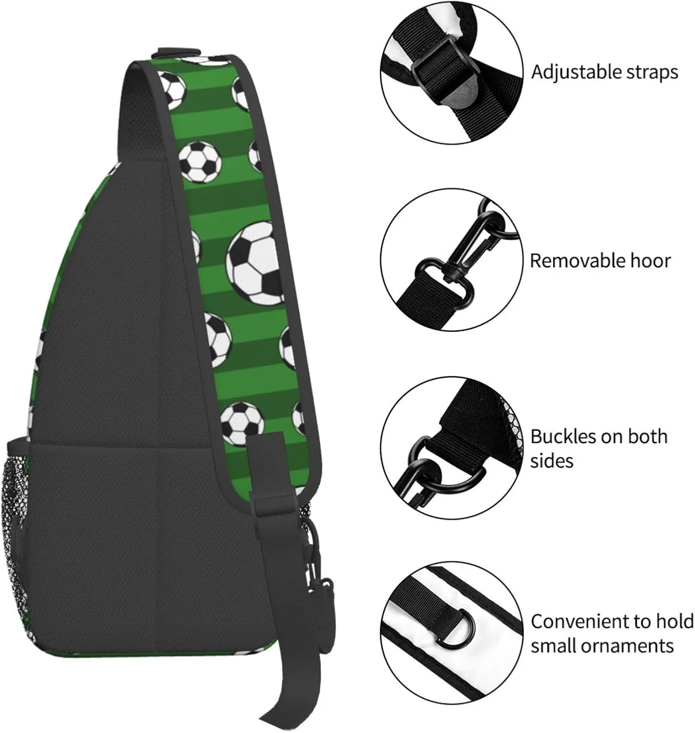 Leopard Game Day Soccer Football Crossbody Bag Adjustable Sling Bag Casual Chest Bags Travel Shoulder Backpack